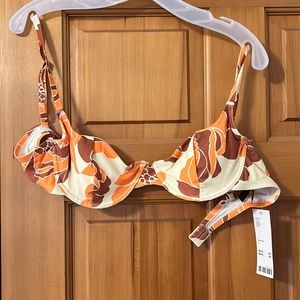 Urban Outfitters Orange, Brown and Cream Bathing Suit Top. Never Worn, With Tags